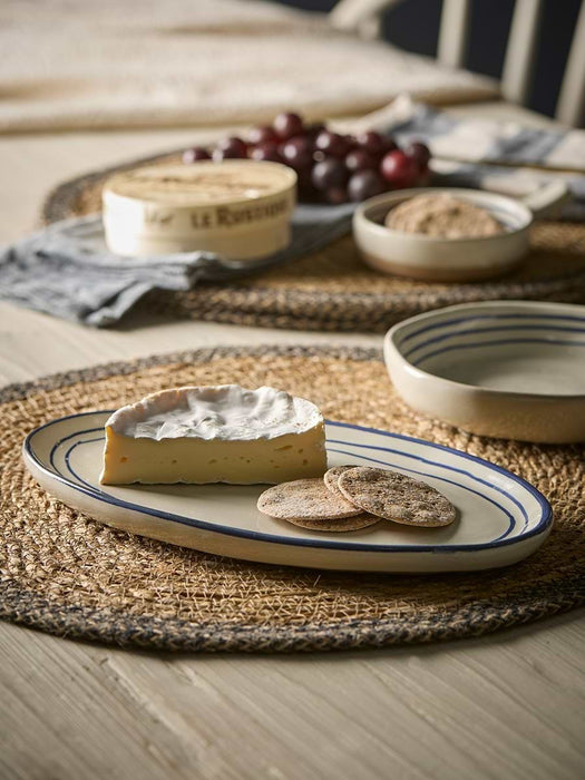 Oval Serving Plate - Blue Stripe