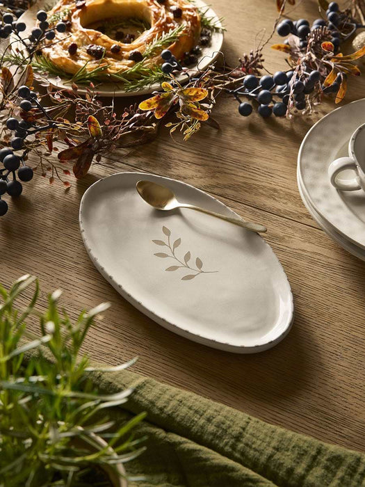 Oval Serving Plate - Ochre Leaf