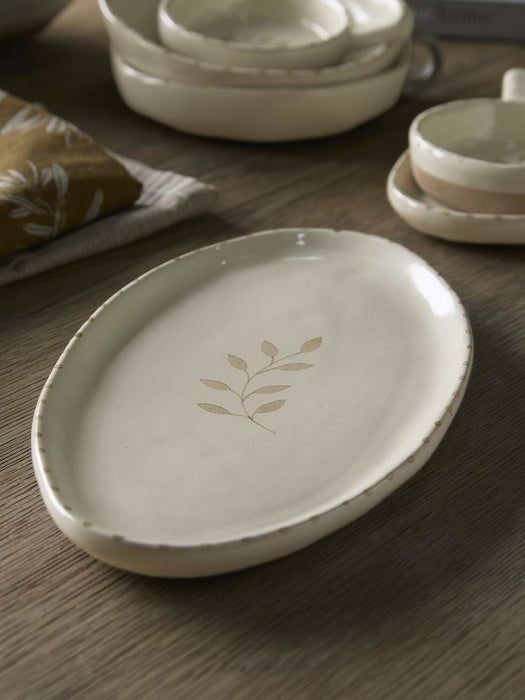 Oval Serving Plate - Ochre Leaf