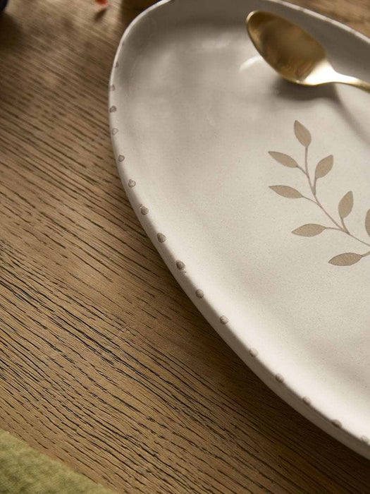 Oval Serving Plate - Ochre Leaf