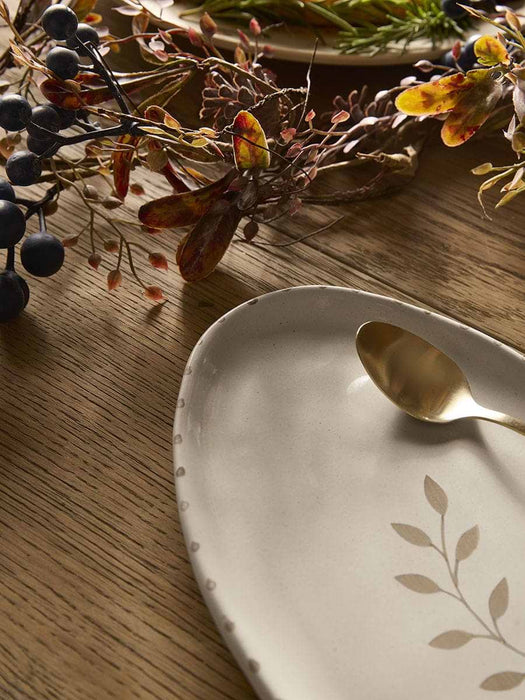 Oval Serving Plate - Ochre Leaf
