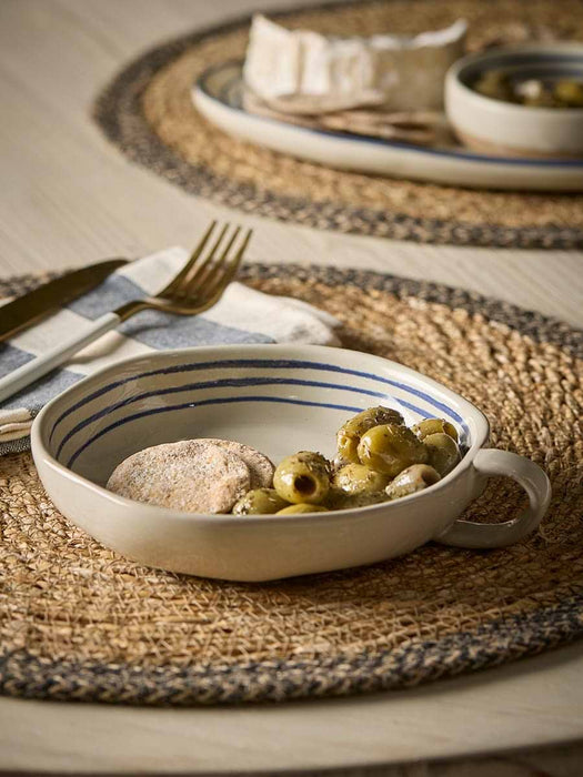 Oval Serving Plate - Blue Stripe