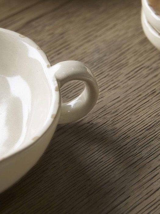 Serving Bowl with Handle - Ochre Leaf