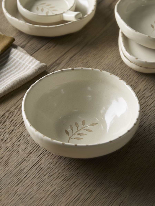 Small Serving Bowl - Ochre Leaf
