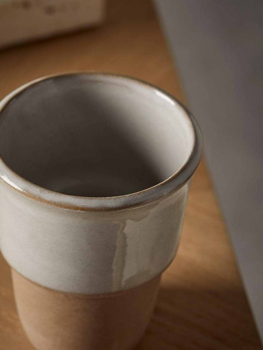 Two Glazed Stoneware Coffee Cups