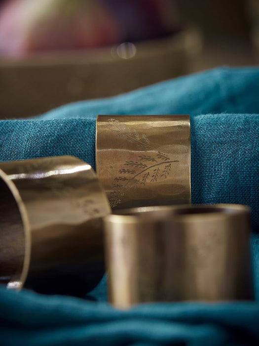Four Fern Brass Napkin Rings