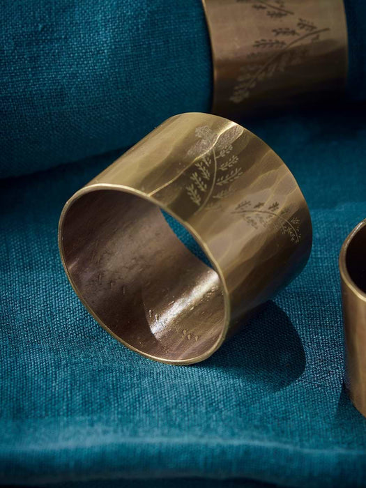 Four Fern Brass Napkin Rings