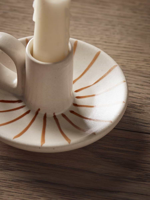 Striped Dinner Candle Holder - Cinnamon