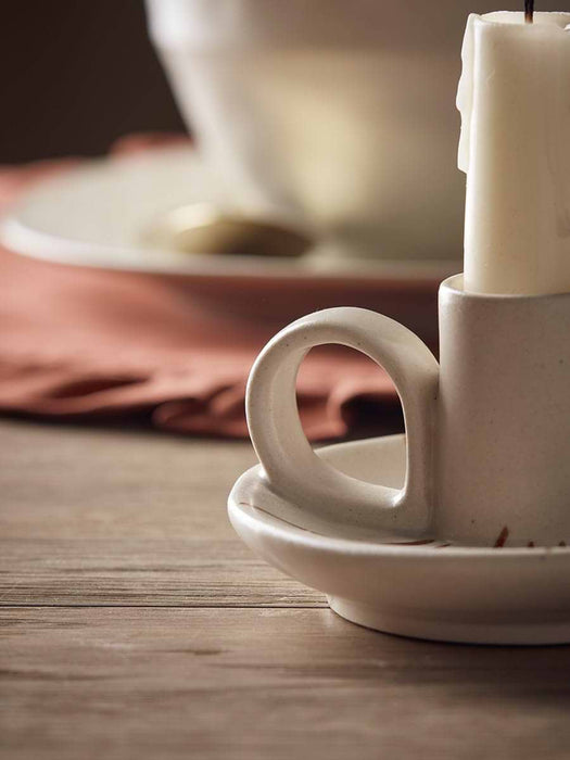 Striped Dinner Candle Holder - Cinnamon