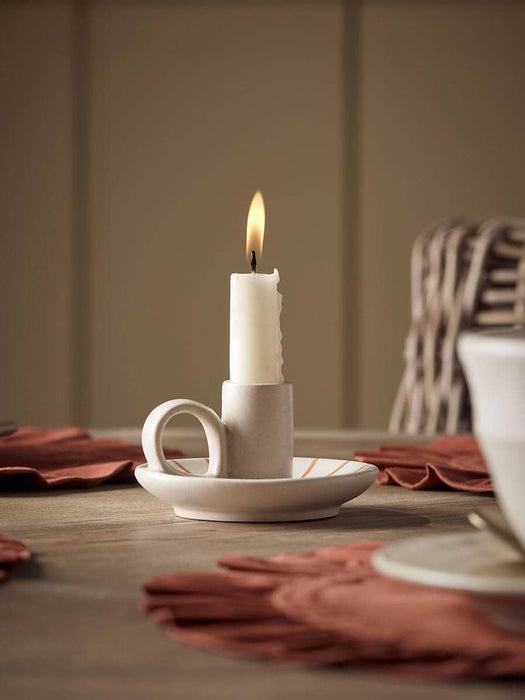 Striped Dinner Candle Holder - Cinnamon
