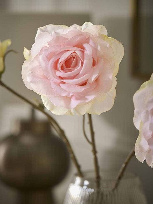 Three Sumptuous Faux Rose Stems - Blush