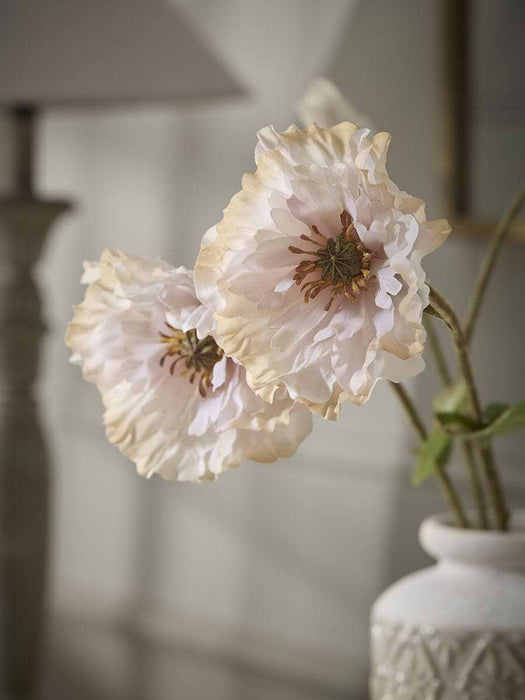 Three Faux Poppy Stems - Soft Peach