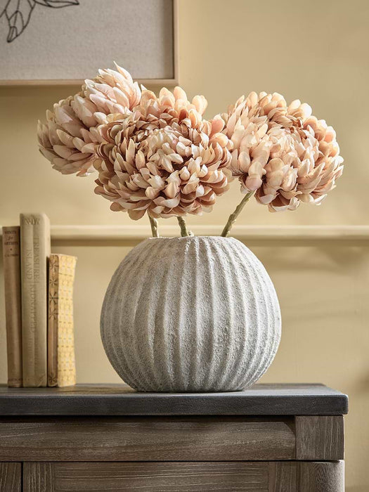 Three Sumptuous Faux Chrysanthemum Stems - Mocha