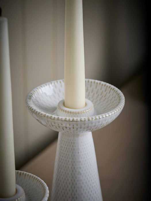 Two Reactive Glaze Dinner Candle Holders