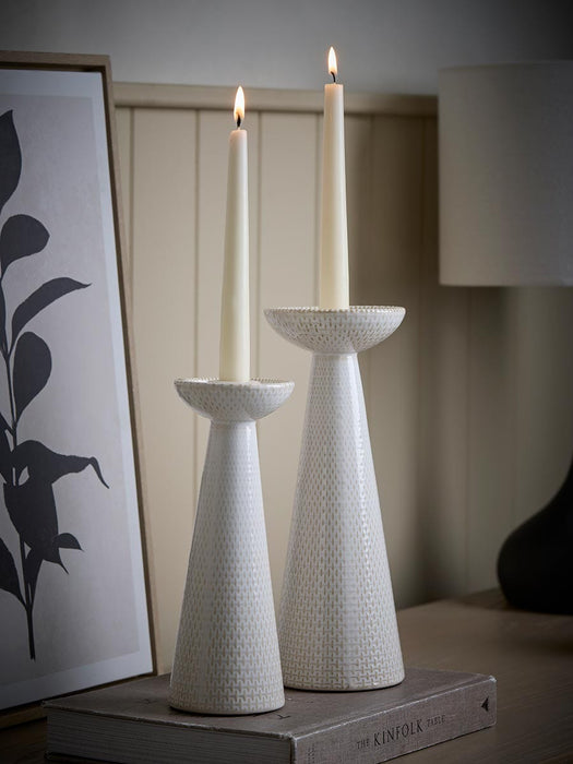 Two Reactive Glaze Dinner Candle Holders