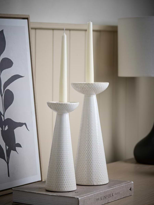 Two Reactive Glaze Dinner Candle Holders