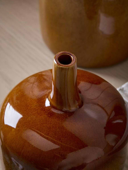 Three Glazed Vases - Burnt Orange