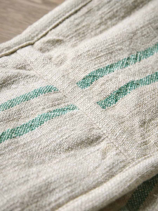 Linen Double Oven Glove - Eucalyptus Stripe