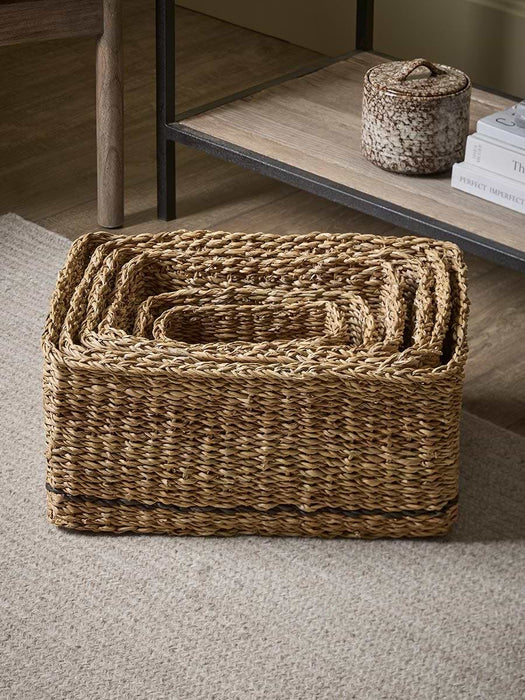 Six Stacking Seagrass Storage Baskets