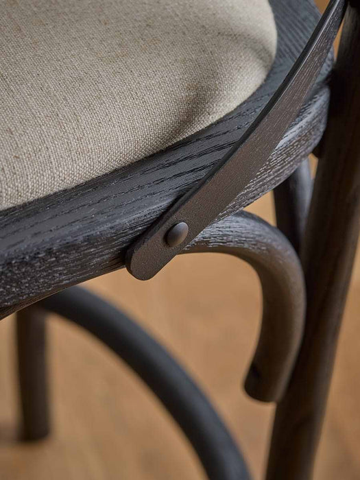Oak Cross Back Counter Stool - Black