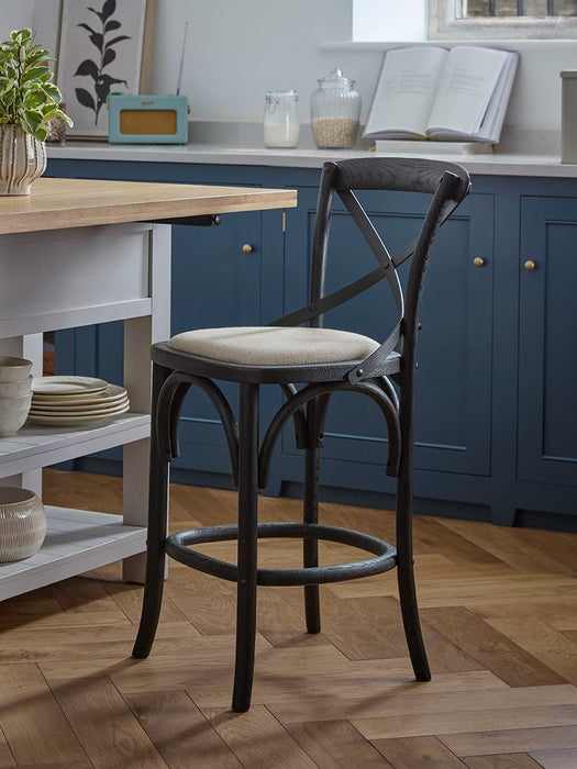 Oak Cross Back Counter Stool - Black