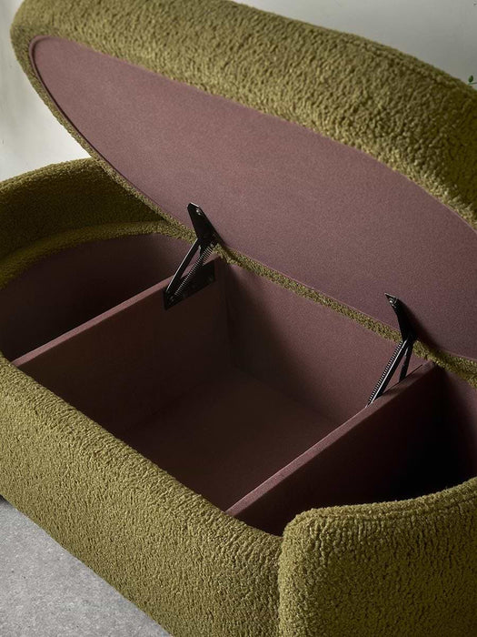 Khaki Boucle Storage Bench
