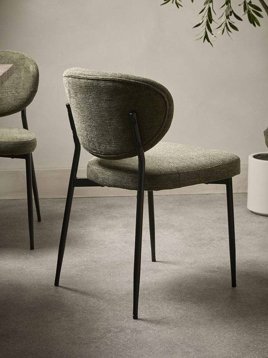 Green Boucle Upholstered Dining Chair - Set of 2