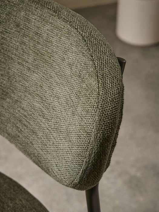 Two Boucle Counter Stools - Green