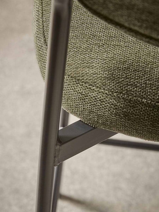 Two Boucle Counter Stools - Green