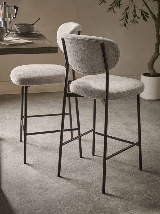 Two Boucle Counter Stools - Grey