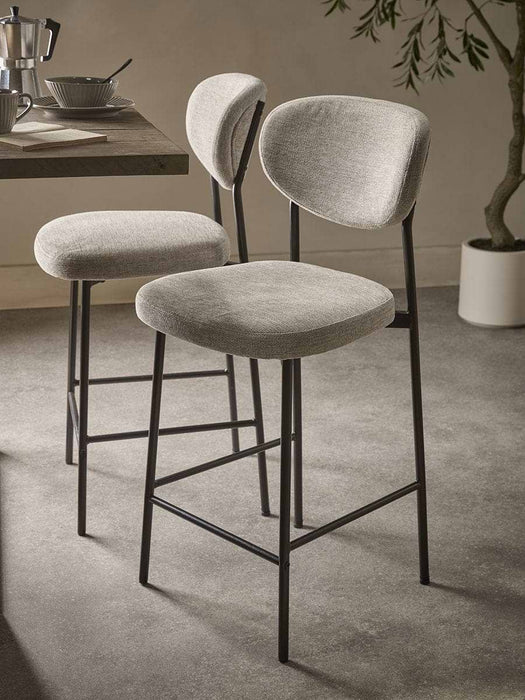 Two Boucle Counter Stools - Grey