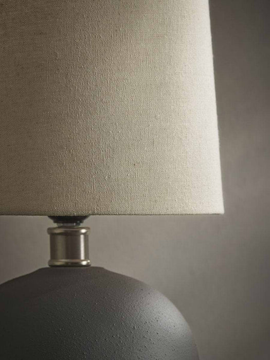 Round Textured Table Lamp - Grey