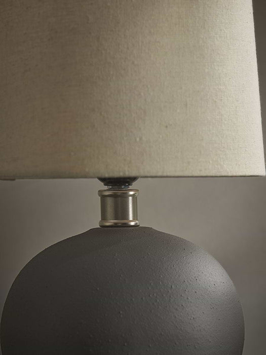Round Textured Table Lamp - Grey