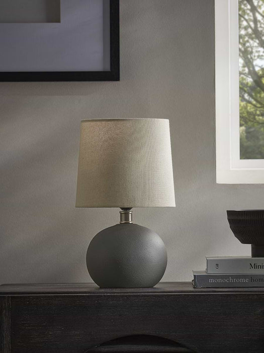 Round Textured Table Lamp - Grey