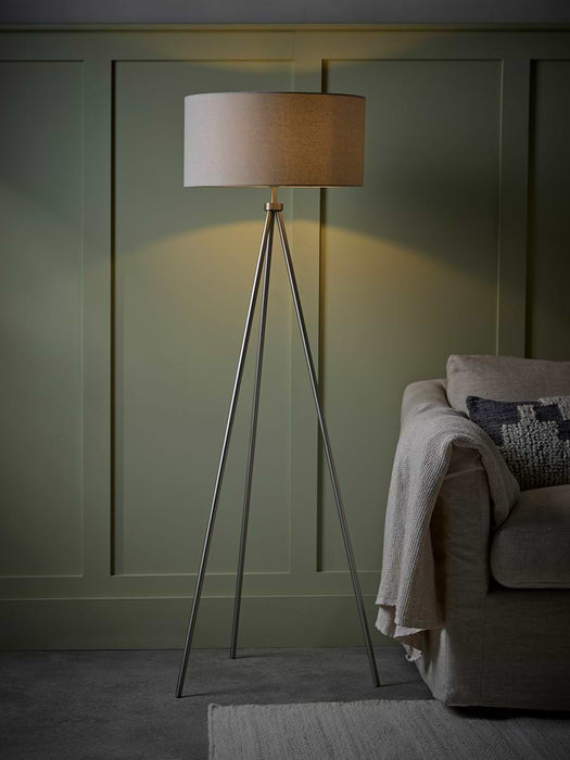 Brushed Silver Tripod Floor Lamp
