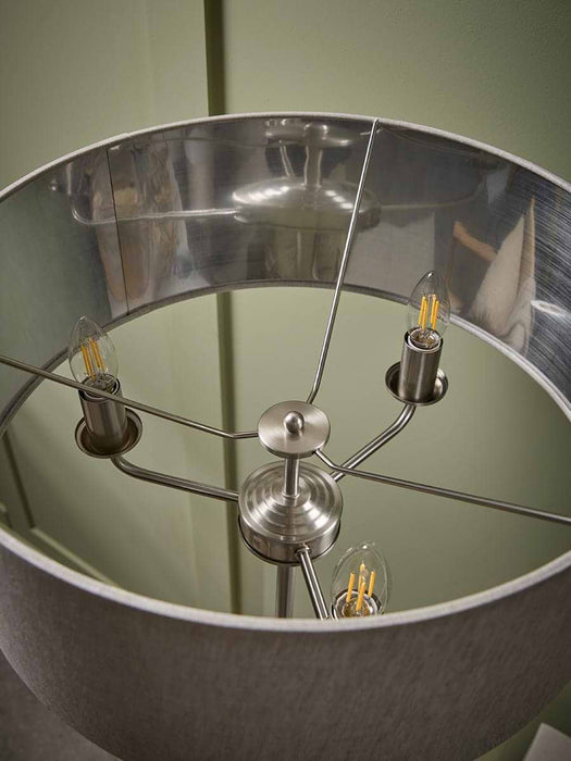 Brushed Silver Triple Bulb Floor Lamp
