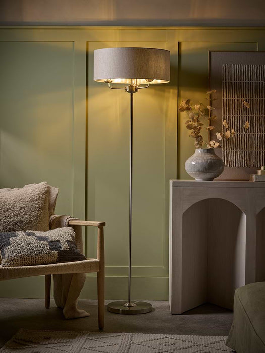 Brushed Silver Triple Bulb Floor Lamp
