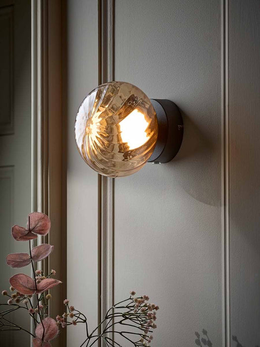 Amber Spiral Glass Wall Light