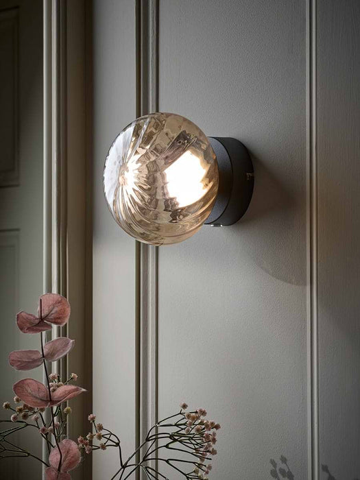 Amber Spiral Glass Wall Light