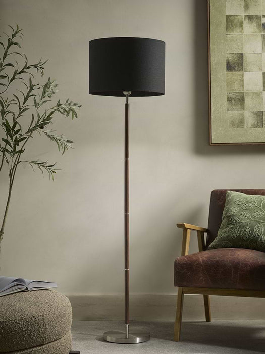 Walnut & Brushed Steel Floor Lamp