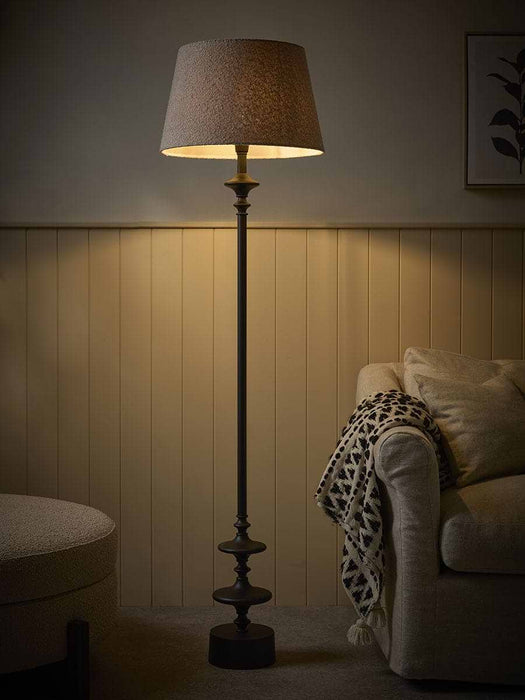Matte Black Boucle Floor Lamp