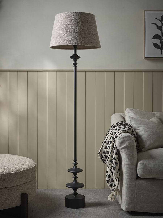 Matte Black Boucle Floor Lamp