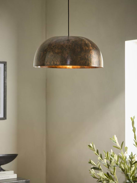 Copper Effect Domed Metal Pendant