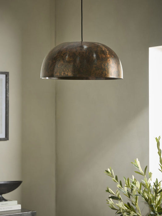 Copper Effect Domed Metal Pendant
