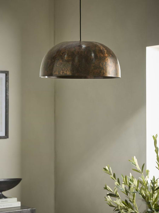 Copper Effect Domed Metal Pendant