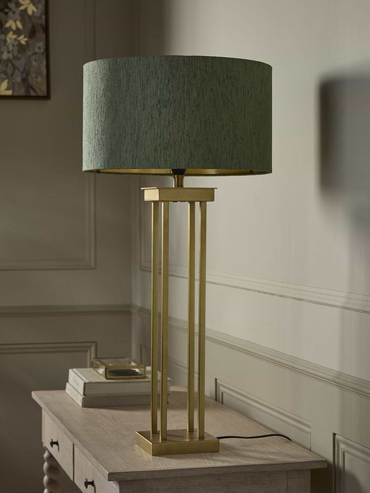 Satin Brass Column Table Lamp
