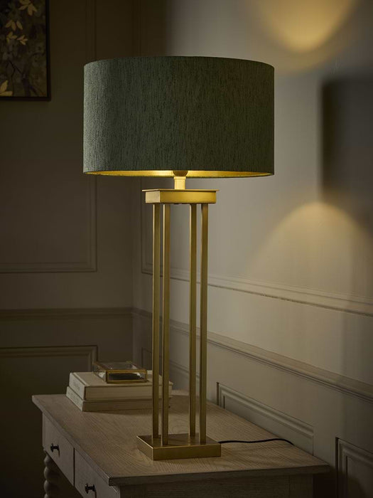 Satin Brass Column Table Lamp