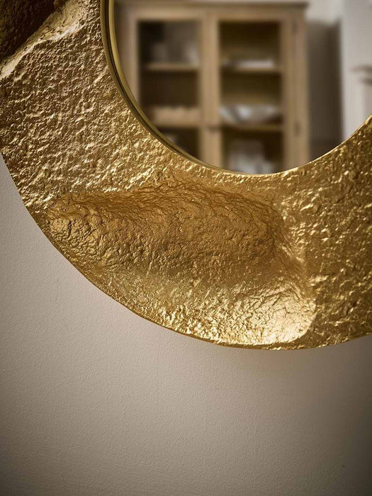 Round Textured Brass Mirror