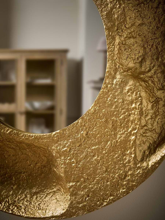 Round Textured Brass Mirror