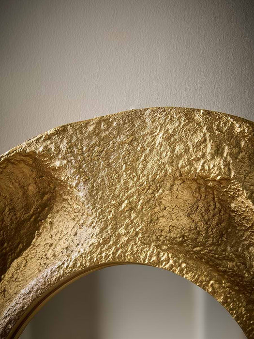 Round Textured Brass Mirror